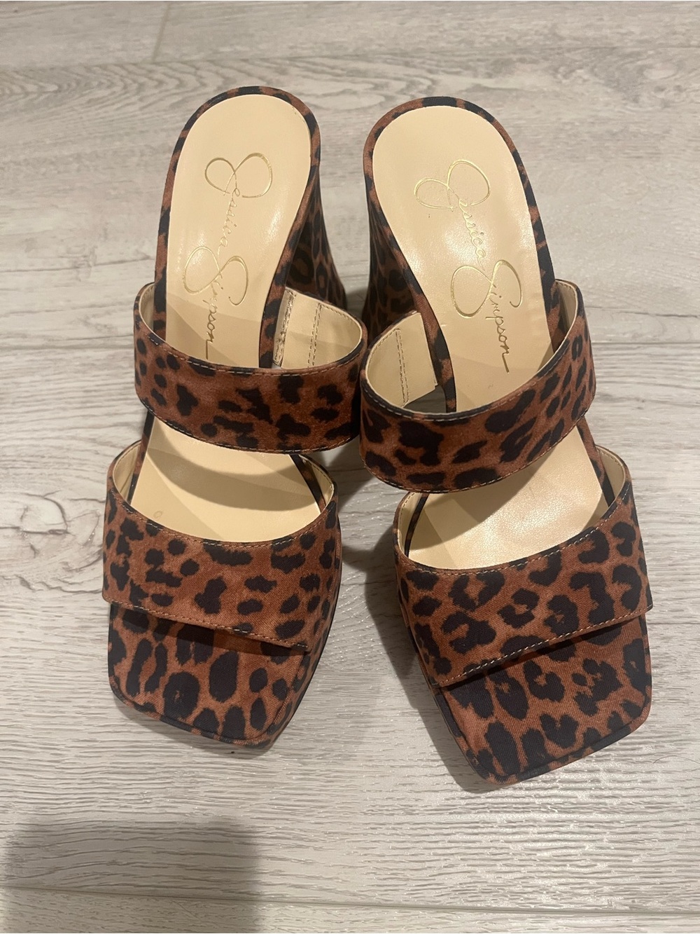 Jessica Simpson Leopard Print Block Heels